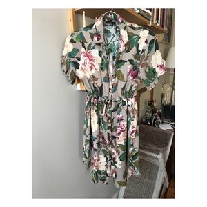 Floral button front dress